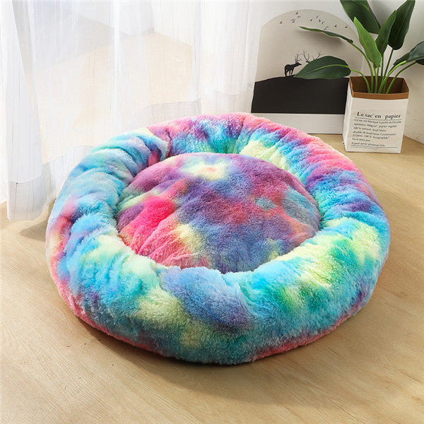 Hlopaw Dog Beds for Small Dogs – Round Plush Pet Nest Mat, Calming Donut Puppy & Cat Bed