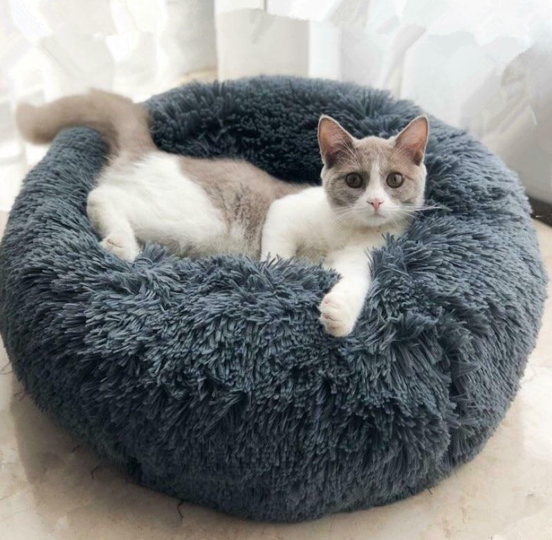 Hlopaw Dog Beds for Small Dogs – Round Plush Pet Nest Mat, Calming Donut Puppy & Cat Bed