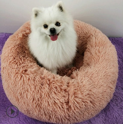 Hlopaw Dog Beds for Small Dogs – Round Plush Pet Nest Mat, Calming Donut Puppy & Cat Bed