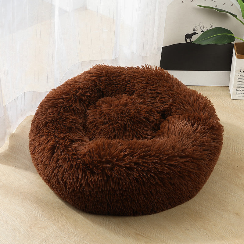 Hlopaw Dog Beds for Small Dogs – Round Plush Pet Nest Mat, Calming Donut Puppy & Cat Bed