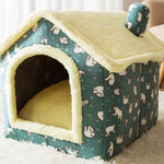 Hlopaw Foldable Dog & Cat Bed – Warm Winter Pet House with Removable Plush Nest and Non-Slip Bottom